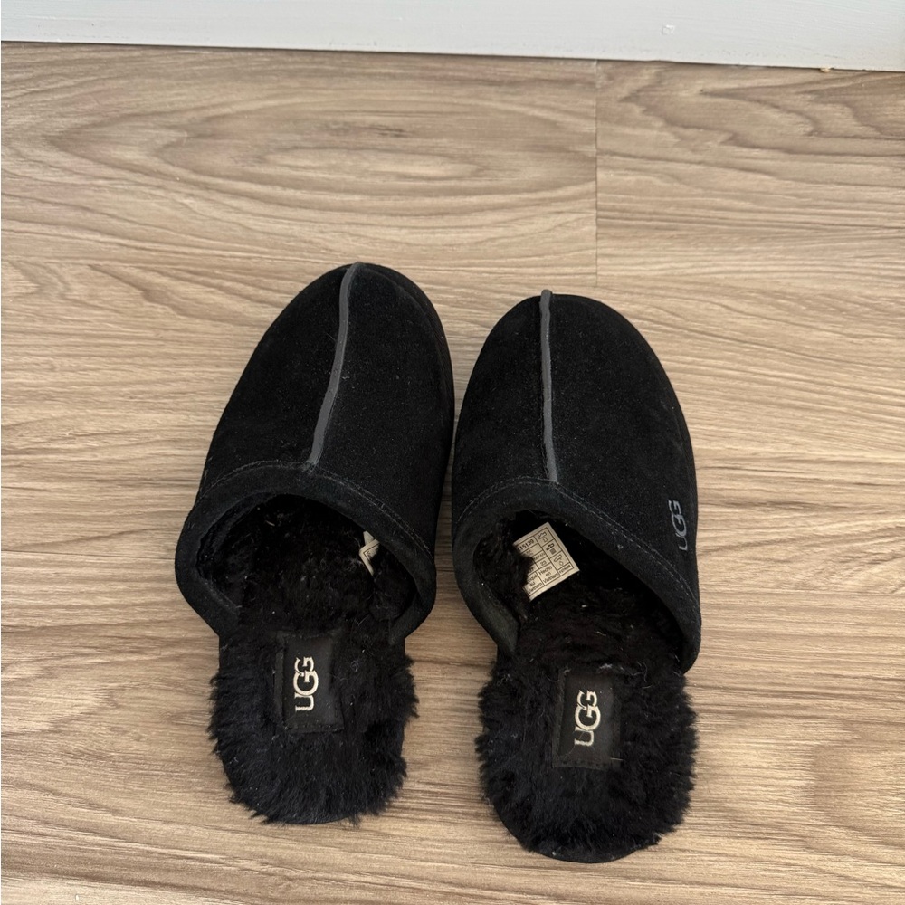 UGG Black Suede Slip-On Slippers